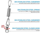 Heavy Bag Hanger Set, Stainless Steel Swivel Chain with Carabiners and Spring for Punching Bag, Gym Swing, Trapeze, Hammock, 800lbs Capacity