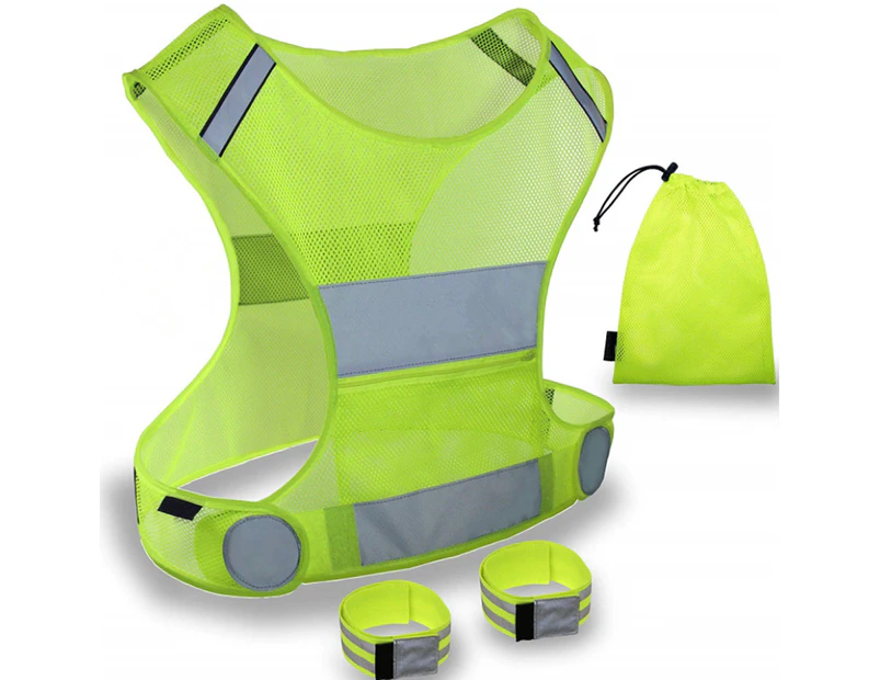 Reflective Vest Running Gear - Be Visible Stay Safe - Ultralight & Comfy - Large Pocket with Adjustable Waist