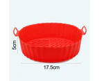 Baking Tray Wave Texture Binaural Handle Heat-resistant Oilproof Groove Design Round Silicone Tray for Kitchen - Red