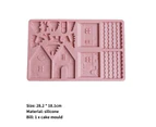 Christmas Cake Mold Non-stick Easy to Clean DIY Silicone Christmas Log Cabin Cake Mould for Household - Pink