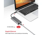 Uedai 7 in 1 Type-c to HDMI-compatible/USB 3.0 Hub/RJ45/PD/TF Card Fast Charging Dock - Silver + Grey