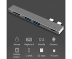 Uedai Docking Station Dual USB 3.0 Ports Card Reader Interface Mini Aluminum Alloy Type-C Converter for MacBook Pro - Grey