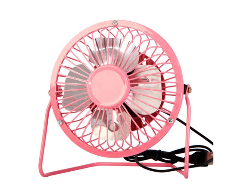 USB Fan, Portable Small Desk Fan, Mini Personal Fan with Two Speed Settings, Super Quiet Table Fan, Metal Design -Pink