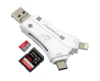 In 1 External Card Reader USB SD and TF Card Reader Adapter compatible with iPhone/iPad Mac/Android/Windows PC-White