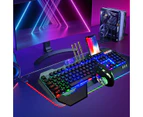 Wireless Gaming Keyboard and Mouse,Rainbow Backlit Rechargeable Keyboard Mouse with 3800mAh Battery Metal Panel