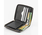 RFID Mens Genuine Full Grain Soft Cowhide Leather Zip Around Wallet - Black