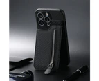 Phone Case Wallet Card Holder Holder Zipper Bag，Protective Folding Case Cover for iPhone 14 black