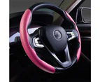 1 Pair New Carbon Fiber Steering Wheel Cover For Women&Man , Safe And Non Slip Car Accessory,Universal Fit Car-Pink