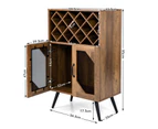 Giantex Wood Wine Bar Cabinet Industrial Buffet Sideboard w/Wine Rack & Glass Holder for Dining Room Kitchen