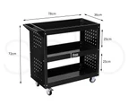 Traderight Tool Trolley Cart Workshop Storage Portable Organizer 150KG Black - Black