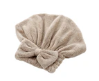 Coral Velvet Quick Dry Hair Hat Super Absorbent Shower Head Wrap Towel Bath Cap - Coffee