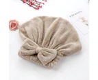 Coral Velvet Quick Dry Hair Hat Super Absorbent Shower Head Wrap Towel Bath Cap - Pink