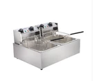 5 Star Chef Commercial Electric Twin Deep Fryer - Silver