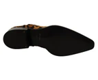 Dolce & Gabbana Brown Black Leopard Leather Cowboy Boots Shoes