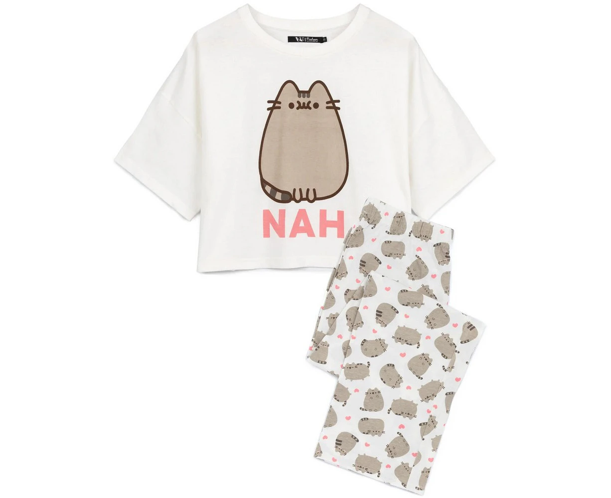 Pusheen Womens Nah Long Pyjama Set (White/Grey) - NS6885