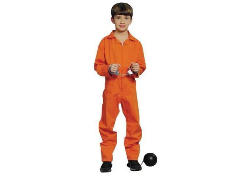 Kids Prisoner Boy Costume Halloween Convict Jail Kids Outfit Childrens - Orange