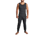 2pcs Set Men's Merino Wool Blend Thermal Singlet Top & Pants Underwear Thermals - Black