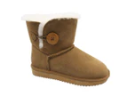 Grosby Women's Button UGG Boots Sheepskin Water Resistant Ankle Shoes Slippers - Chestnut