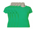 5x Women's Plain Ladies T SHIRT 100% COTTON Basic Tee Casual Top Size 6-24 BULK - Green
