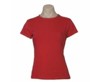 5x Women's Plain Ladies T SHIRT 100% COTTON Basic Tee Casual Top Size 6-24 BULK - Red