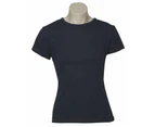5x Women's Plain Ladies T SHIRT 100% COTTON Basic Tee Casual Top Size 6-24 BULK - Navy Blue