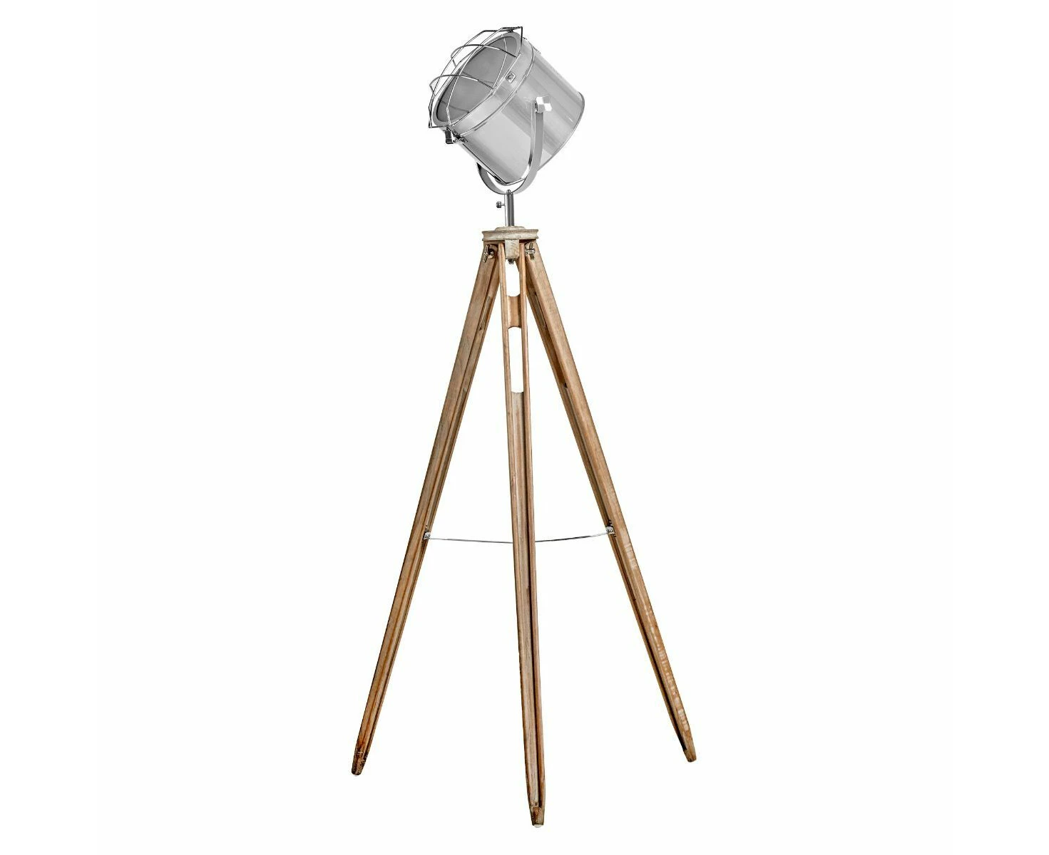 Nautical Tripod Floor Lamp Search Light Modern Chrome Head with Mesh