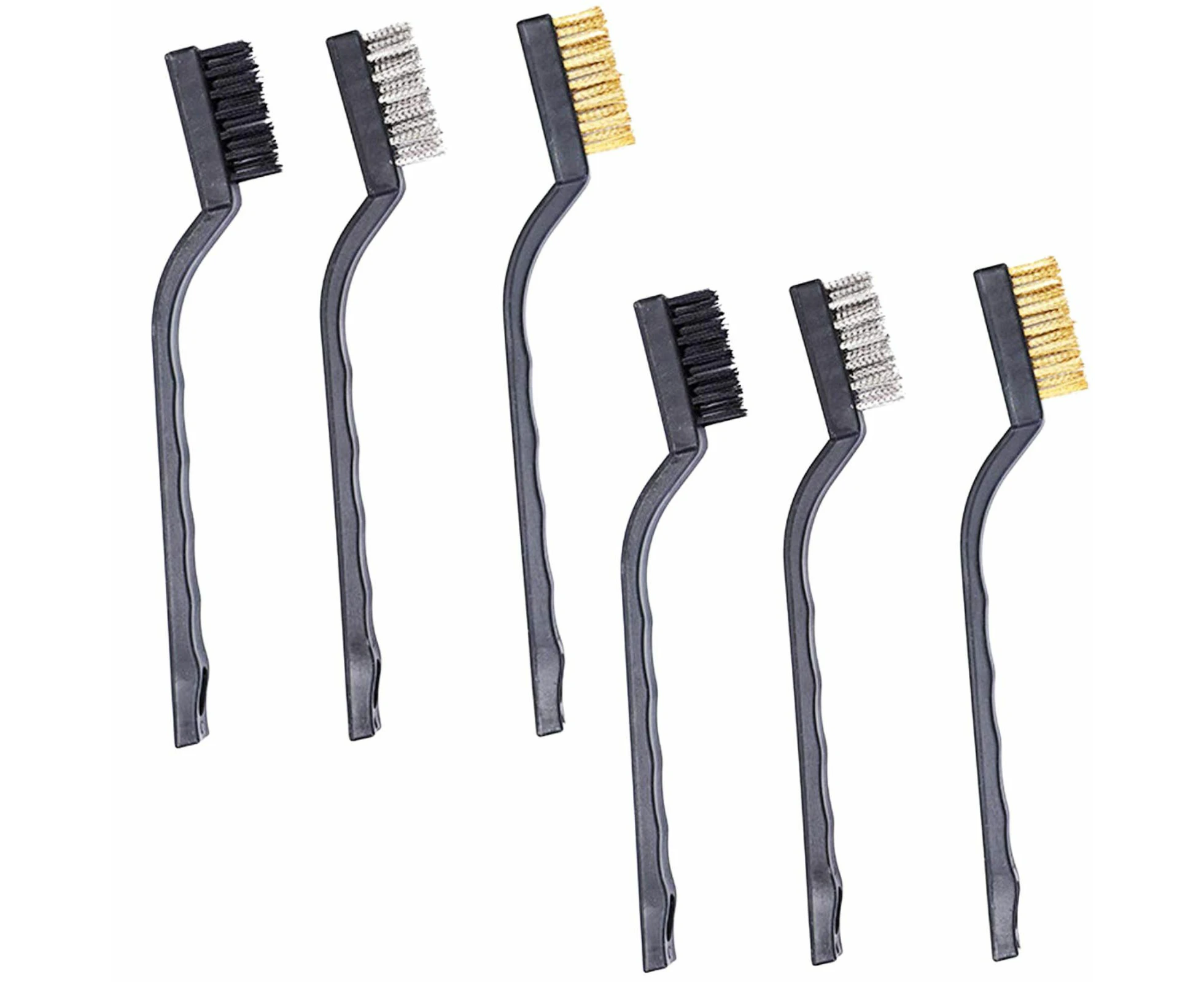 6pcs WIRE BRUSH SET Cleaning Nylon & Stainless Steel Brushes Brass Metal Tools