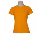 3x Women's Plain Ladies T SHIRT 100% COTTON Basic Tee Casual Top Size 6-24 BULK - Orange