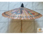 OIL PAPER UMBRELLA Parasol Chinese Decor HANDMADE Teak Leaf Bridal BAMBOO Rare