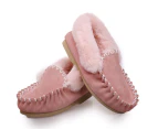 100% Australian Merino Sheepskin Moccasins Slippers Winter Casual Genuine Slip On UGG - Light Pink