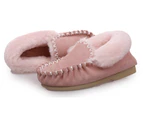 100% Australian Merino Sheepskin Moccasins Slippers Winter Casual Genuine Slip On UGG - Light Pink