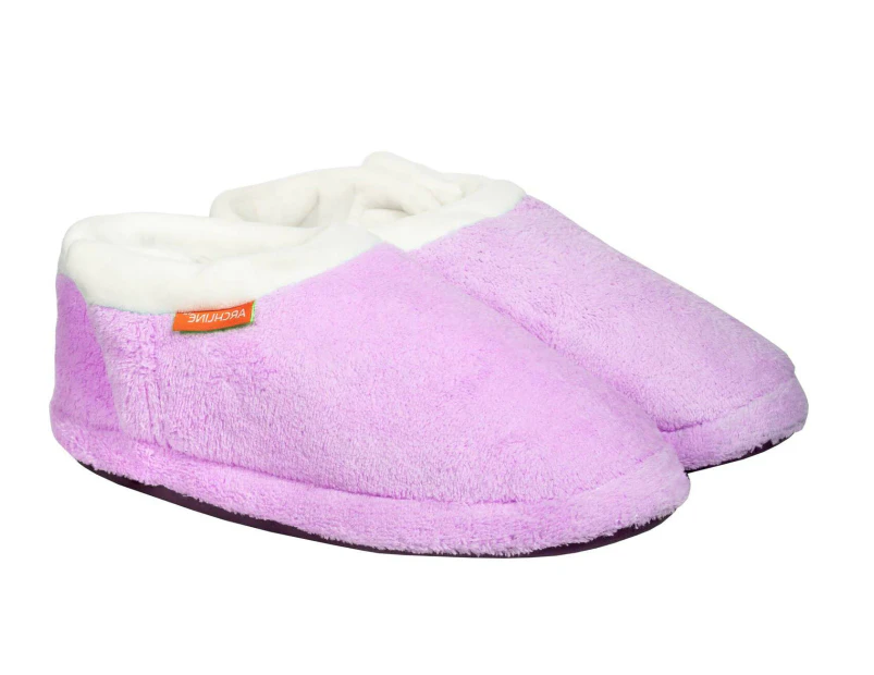 ARCHLINE Orthotic Slippers CLOSED Arch Scuffs Pain Relief Moccasins - Lilac