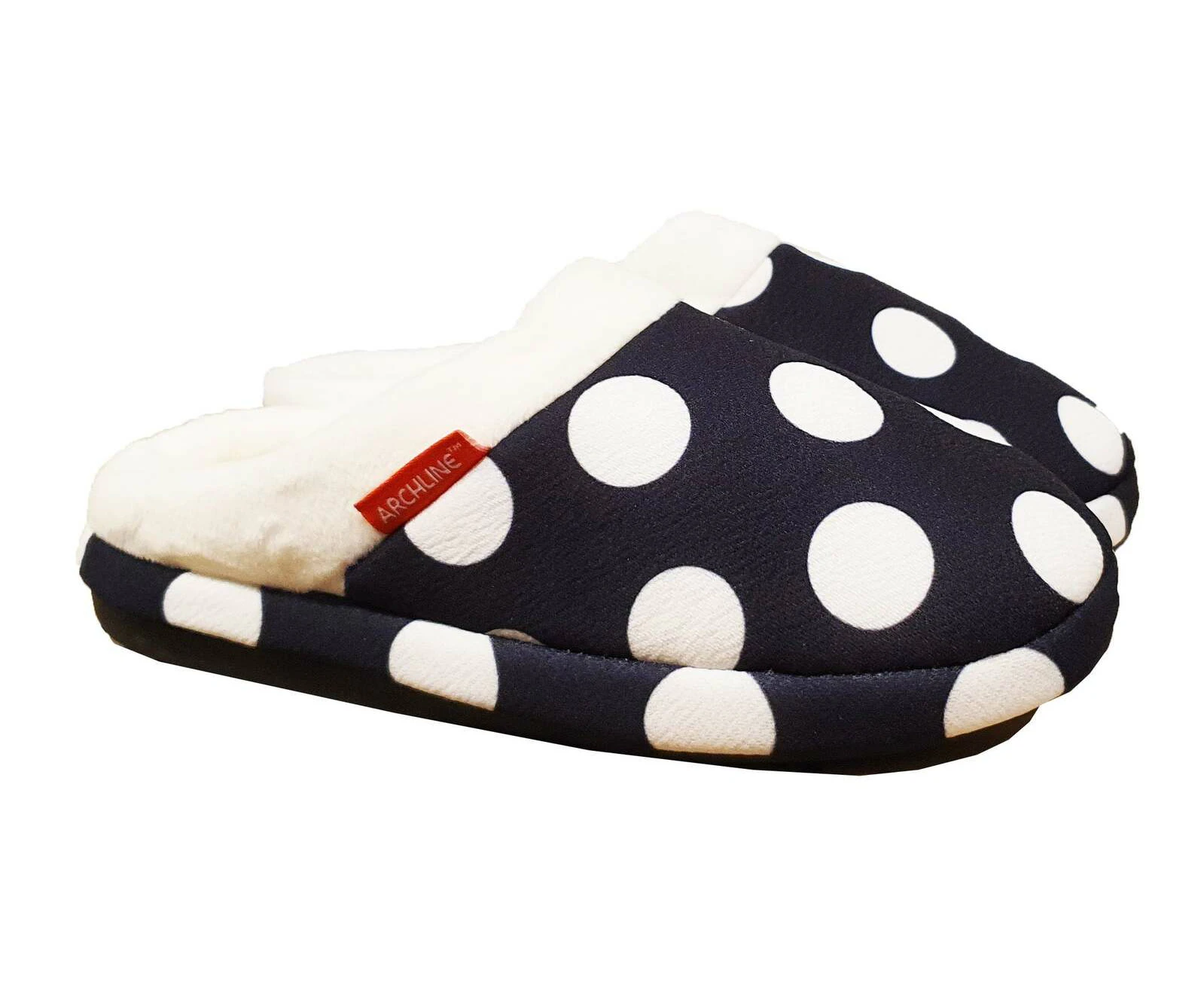 ARCHLINE Orthotic Slippers Slip On Arch Scuffs Pain Relief Moccasins - Polka Dots