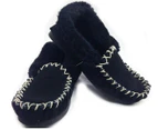 100% Australian Merino Sheepskin Moccasins Slippers Winter Casual Genuine Slip On UGG - Black