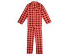 Men's Flannelette Pyjama Set Sleepwear Soft 100% Cotton PJs Two Piece Pajamas - Red