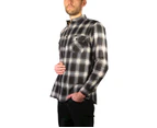 Men's Flannelette Long Sleeve Shirt 100% Cotton Check Authentic Flannel - Full Placket - Black