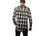 Men's Flannelette Long Sleeve Shirt 100% Cotton Check Authentic Flannel - Full Placket - Black