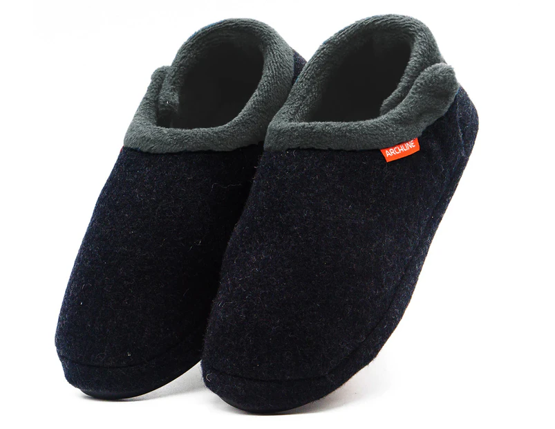 ARCHLINE Orthotic Slippers CLOSED Arch Scuffs Medical Pain Relief Moccasins - Charcoal Marle