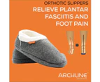 ARCHLINE Orthotic Slippers CLOSED Arch Scuffs Medical Pain Relief Moccasins - Charcoal Marle