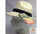 MELBOURNE HATS Trilby Ecuadorian Palm Straw Hat Handwoven Summer Panama Fedora - Natural