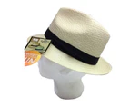 MELBOURNE HATS Trilby Ecuadorian Palm Straw Hat Handwoven Summer Panama Fedora - Natural