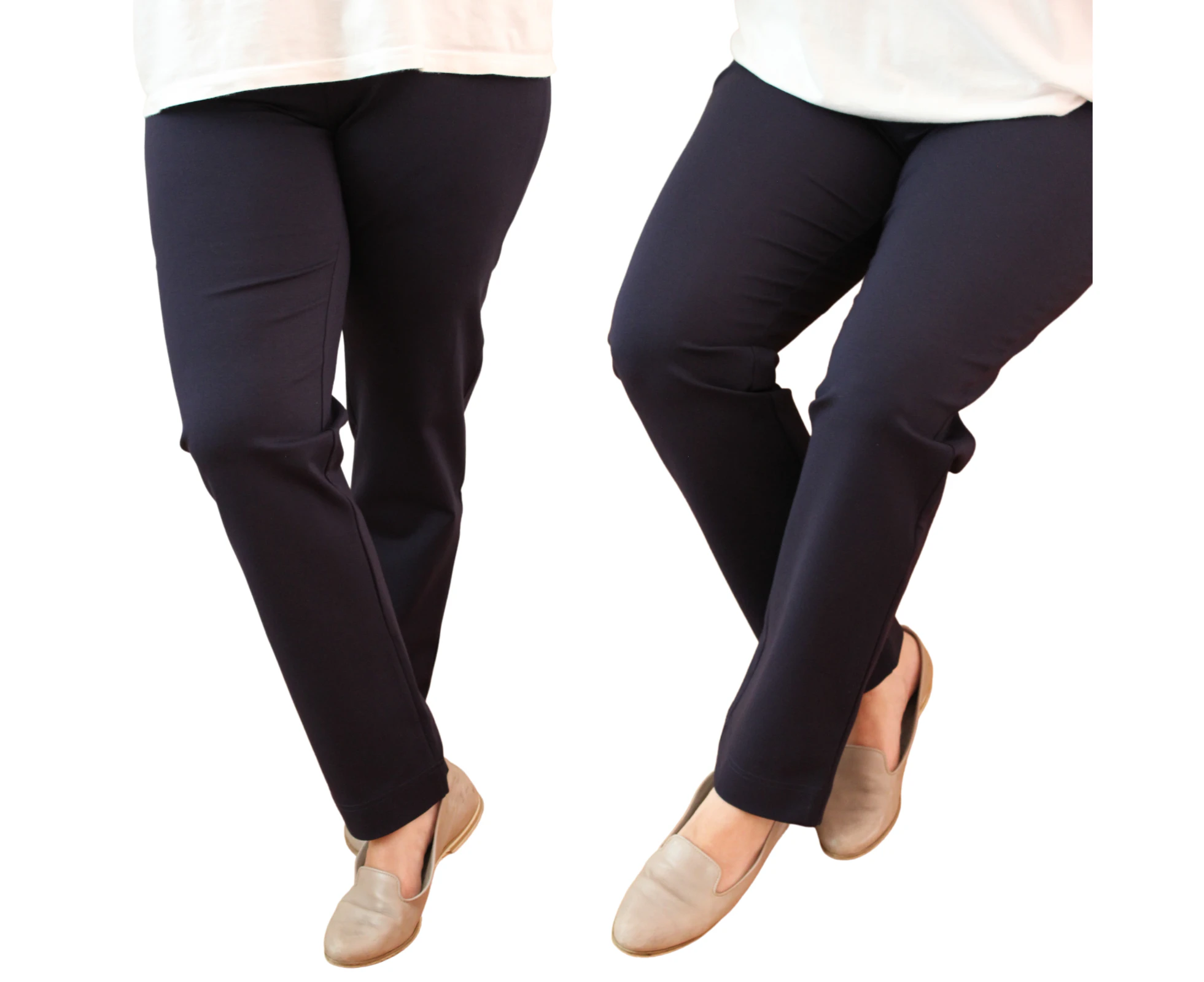 Women's Ponte Pants Straight Leg Stretch Elastic Waist Knit Warm Winter Ladies