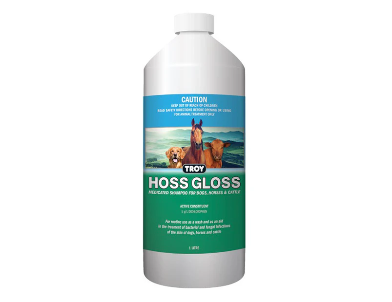 Troy Hoss Gloss Medicated Shampoo and Fungal Infection Horse Cattle 1L