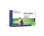 Virbac Milpro Broad Spectrum Wormer Tablets for Cats Over 2kg Green 2 Pack