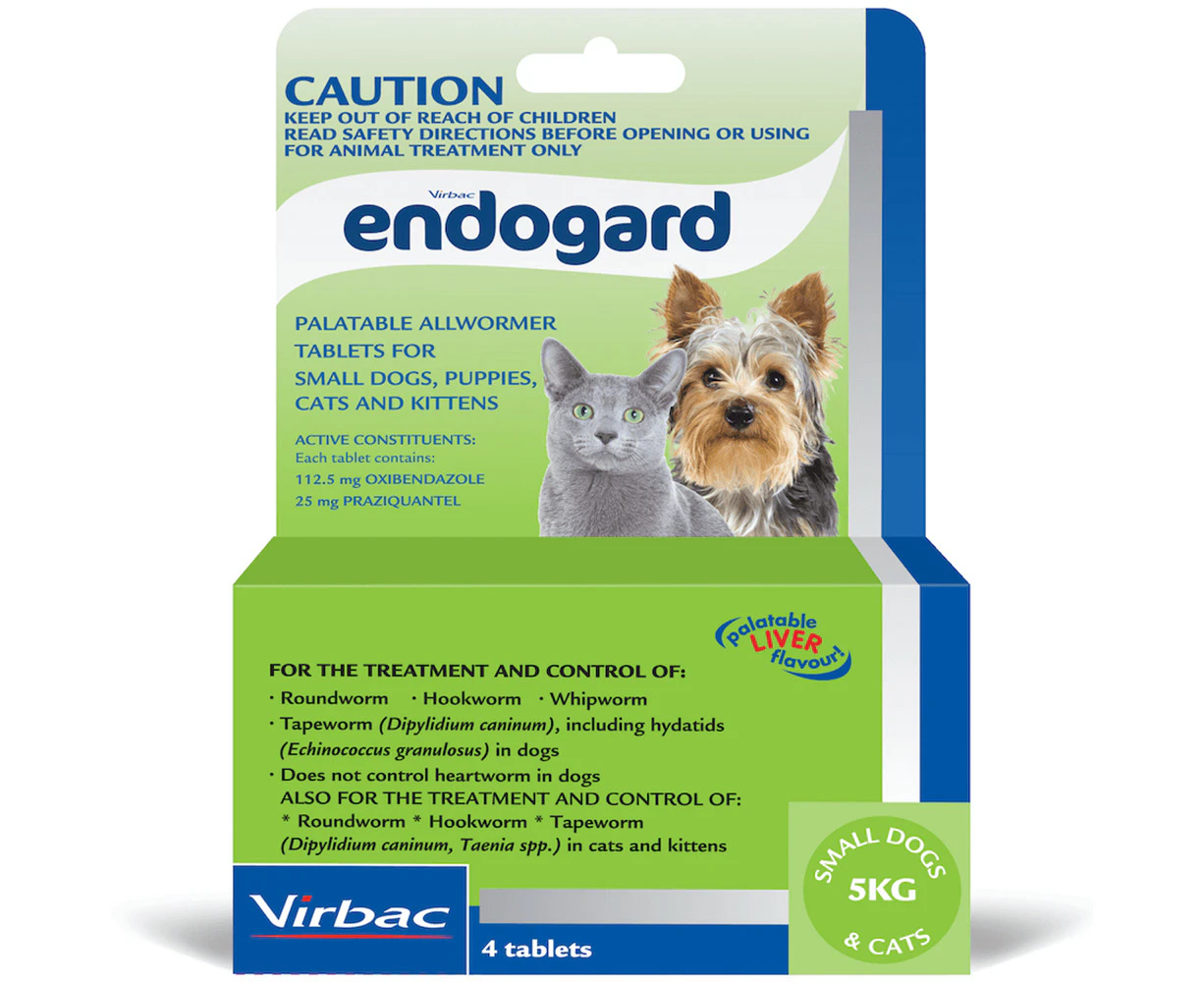 Endogard Broadspectrum All-Wormer Tablets for Small Dogs 5kg Puppies 4 Pack