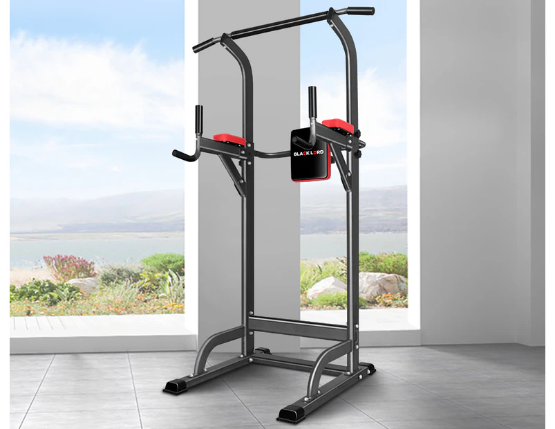 BLACK LORD Power Tower Chin Up Bar Knee Raise Weight Bench Push Pull Up Dip Gym Station