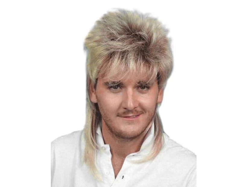 80s Bleached Blonde Mullet Wig