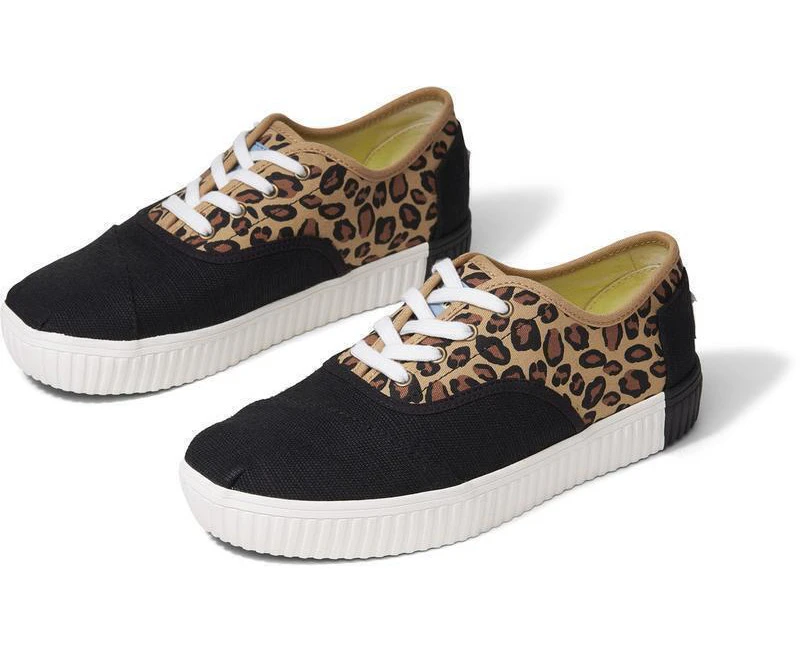 TOMS Women's Leopard Printed Canvas Shoes Cordones Indio Casual Sneakers Runners