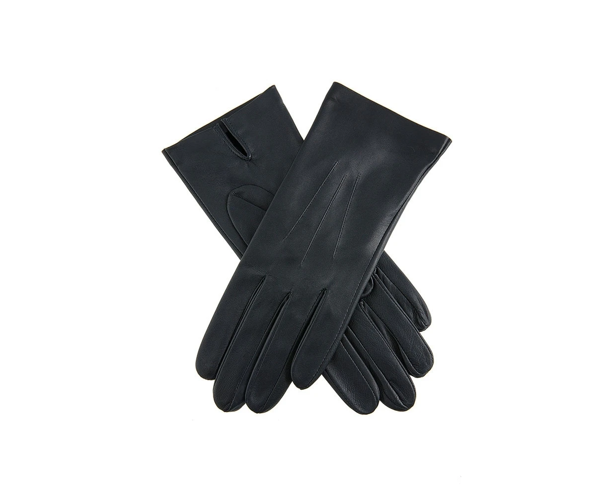 Dents Women's Classic Leather Unlined Gloves With 3 Point Stitching & Palm Vent - Navy