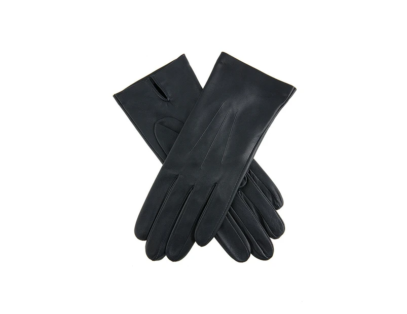 Dents Women's Classic Leather Unlined Gloves With 3 Point Stitching & Palm Vent - Navy